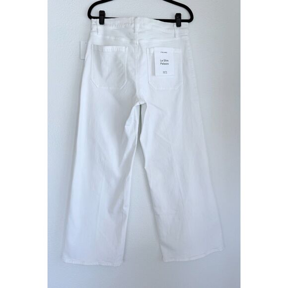 NWT FRAME Denim Le Slim Palazzo High Rise Wide Leg Flare Jeans in White Size 32 - Picture 7 of 15